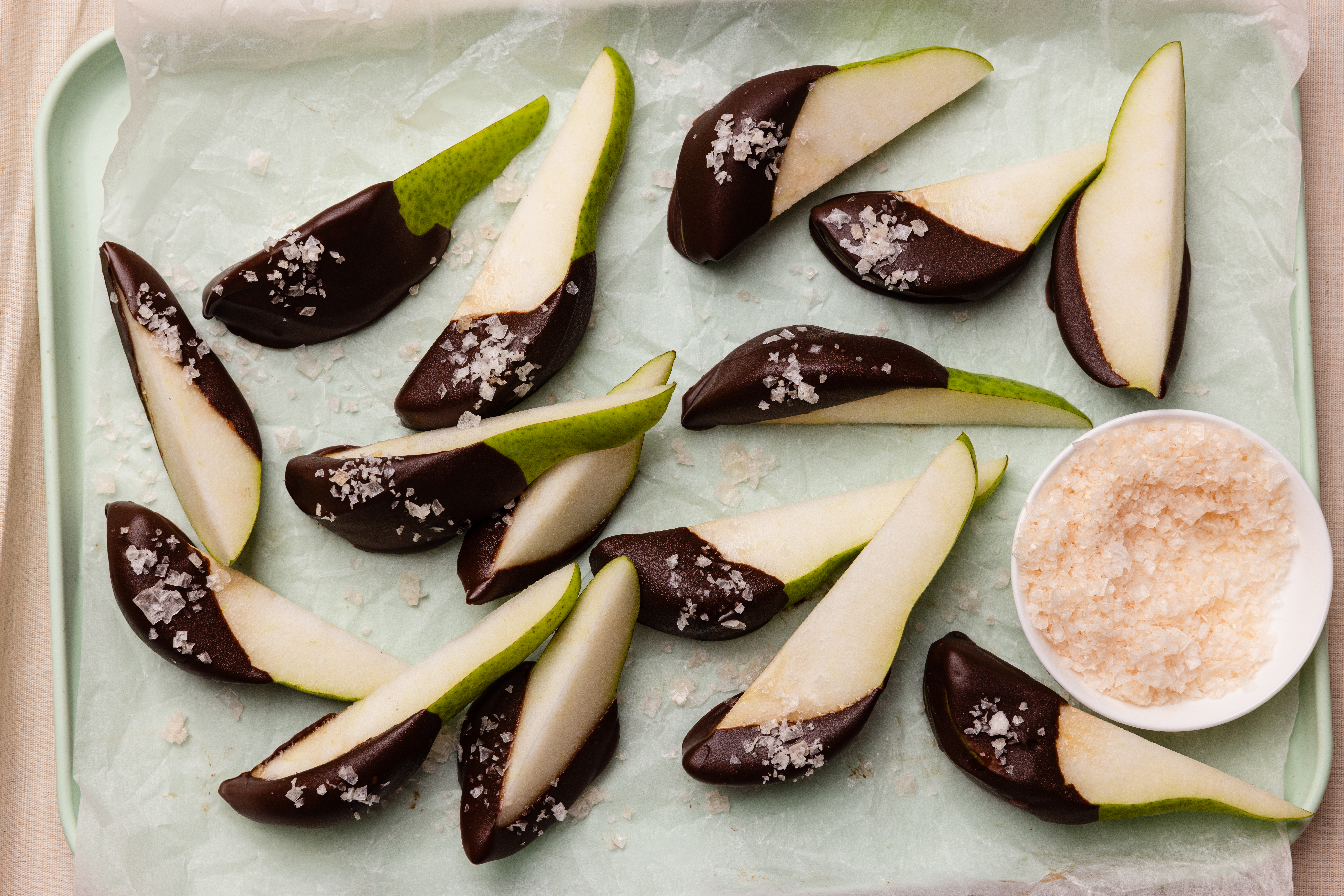 Chocolate-Dipped Pear Wedges with Sea Salt